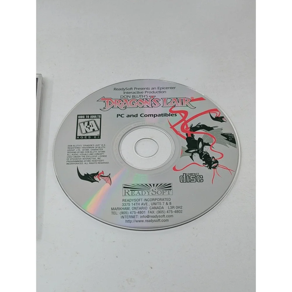 Dragon's Lair PC CD-ROM Game Complete With Manual ReadySoft 1993‎ VTG